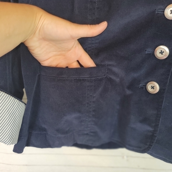 LANE BRYANT NAVY BLUE CRUSHED VELVET BLAZER, SZ 20 - Picture 3 of 10